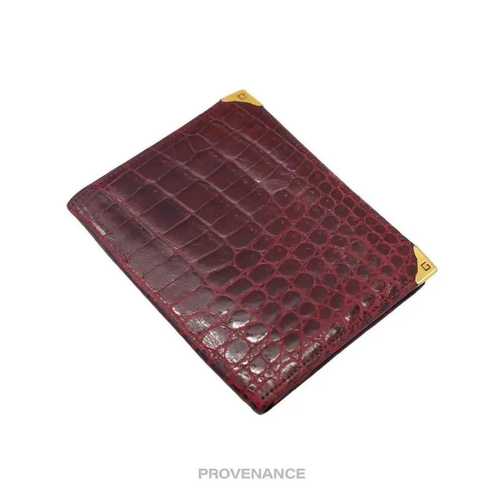 🔴 Givenchy Pocket Organizer Wallet - Burgundy Crocodile